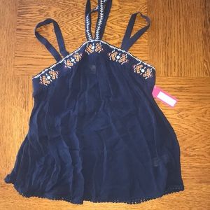 Pattern blue tank with cute straps!